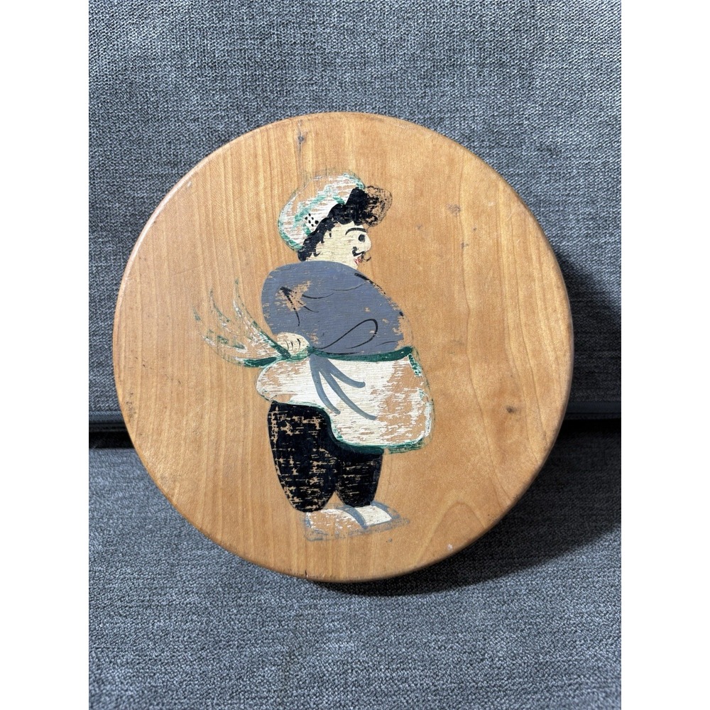 Vintage Wooden Hinged Hamburger Press 3 7/8" Patty‎ Maker Kitchy Chef Japan